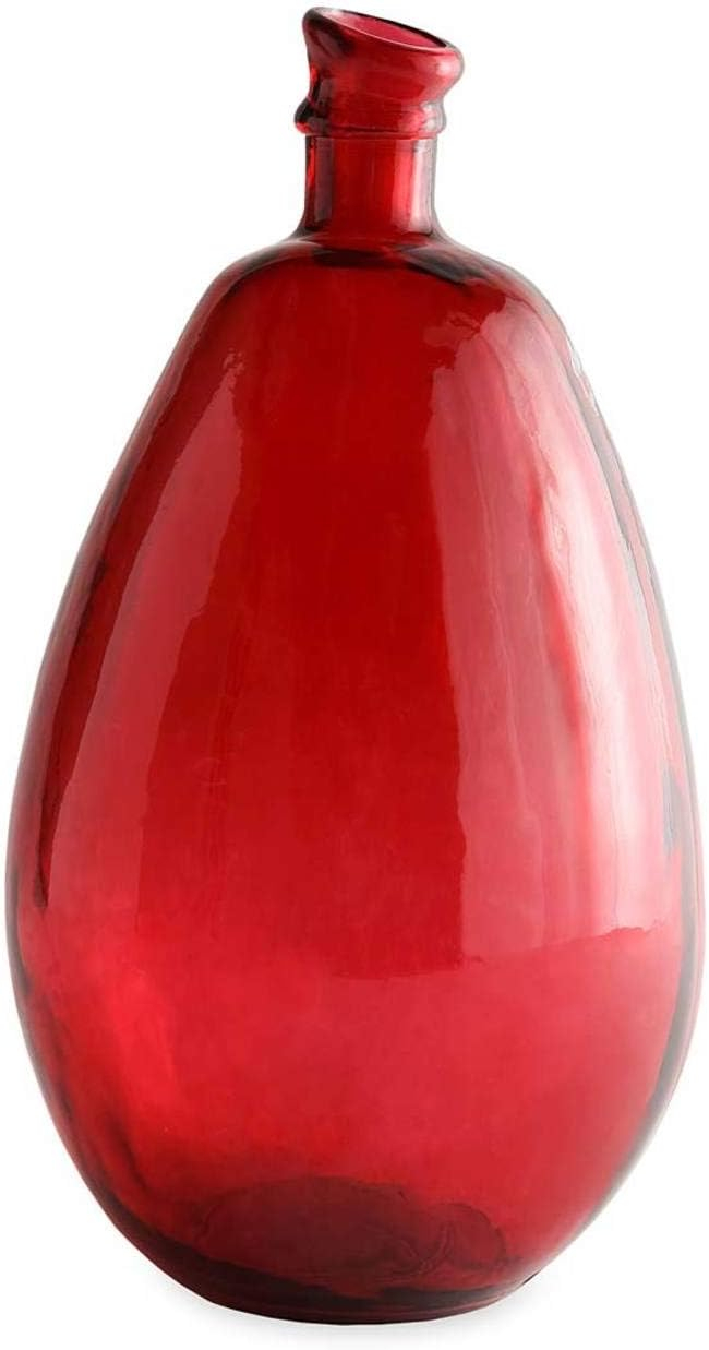 VivaTerra Recycled Tall Glass Balloon Vase – Handblown Glass Vases for Centerpieces – Unique Organic Shape in a Delicate Aqua Color – Sustainable and Unique Home Decor (19" H x 10" Dia.)