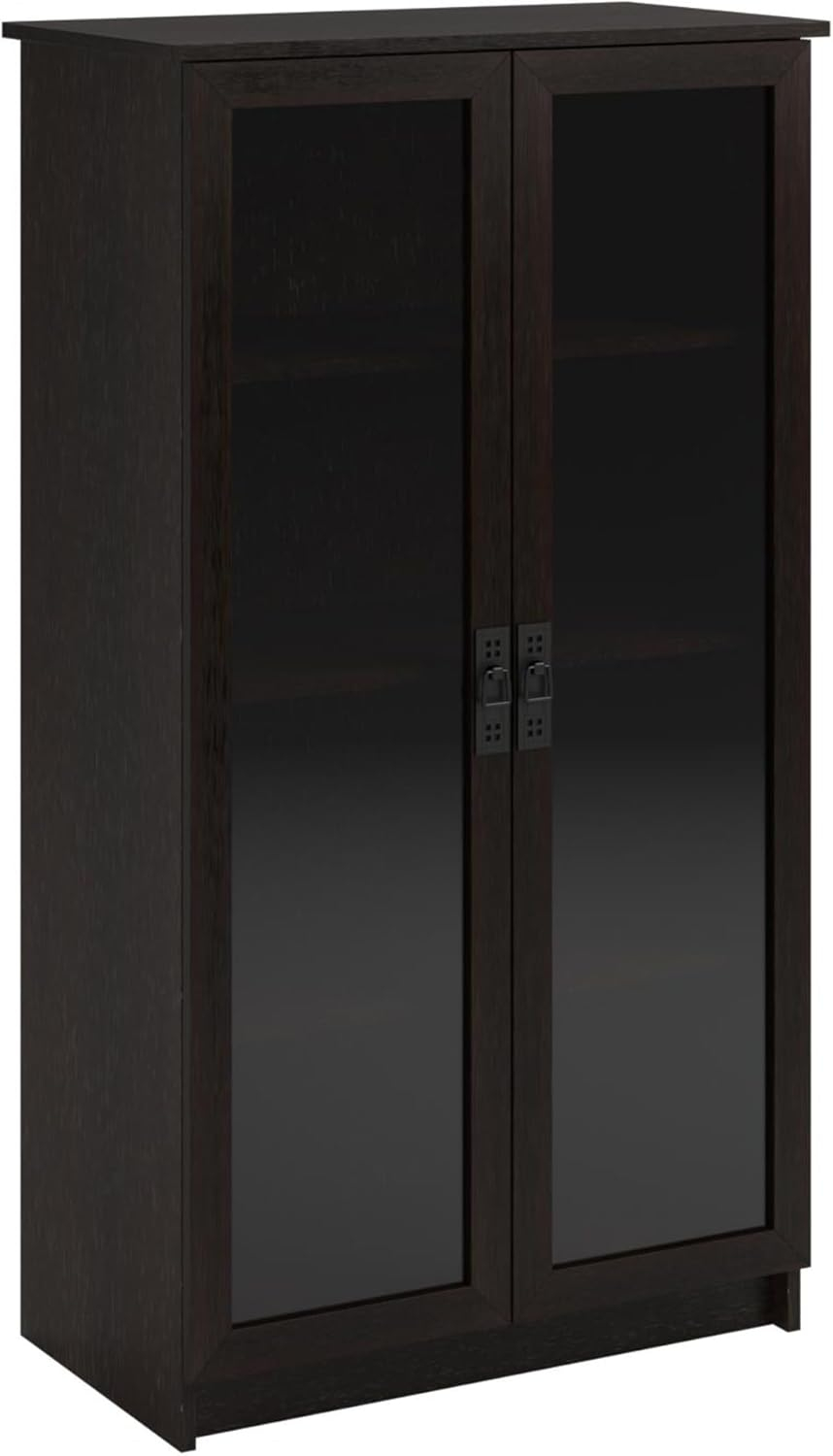 Ameriwood Home Quinton Point Black Composite 4 -Shelf Bookcase with Doors ( 29.56-in W x 53.25-in H x 15.625-in D ) Finished