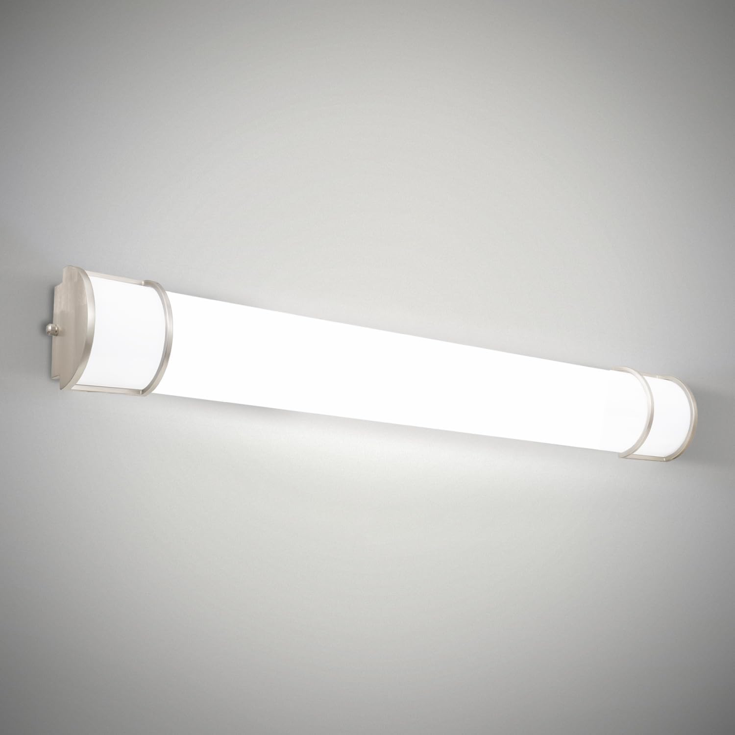 ASD LED 48 Inch Wall Mount Vanity Lighting Fixture | 35W 3200LM 3000K-5000K 120V | 3CCT, Dimmable, Energy Star, ETL Listed | Bathroom Linear Light Bar, Long Tube Bath Sconce | Nickel