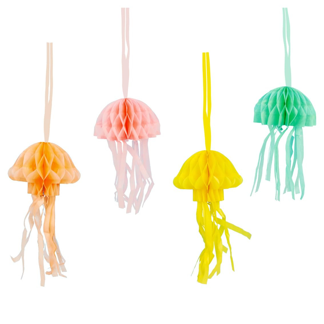Talking Tables Under the Sea Themed Party Decorations | Reusable and Recyclable Hanging Honeycomb Jellyfish Decs for Little Mermaid Themed Kids Birthday | 8 Pack
