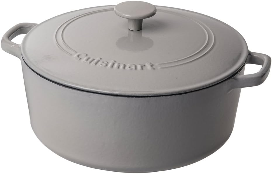 Cuisinart Cast Iron Casserole, Dutch Oven, 7-Quart, Cool Grey