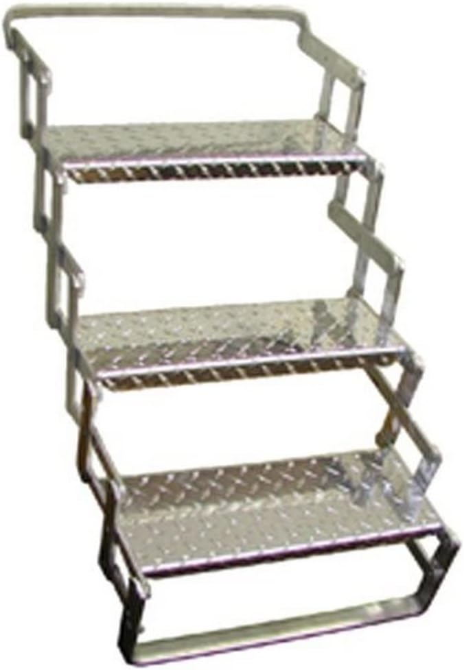 Brophy Products AS03 3-Step Aluminum RV Scissor Steps with 24" to 30" Rise