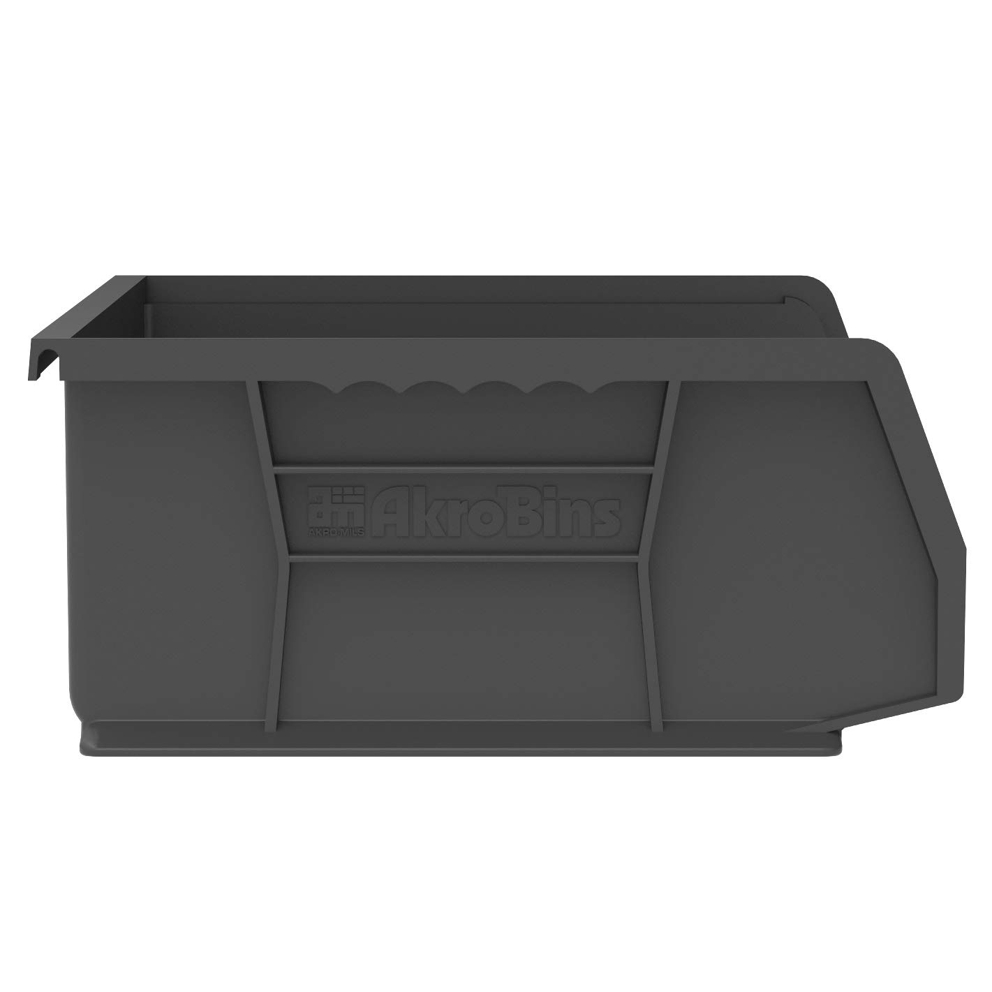Black Plastic Stackable Storage Bin with Divider Slots