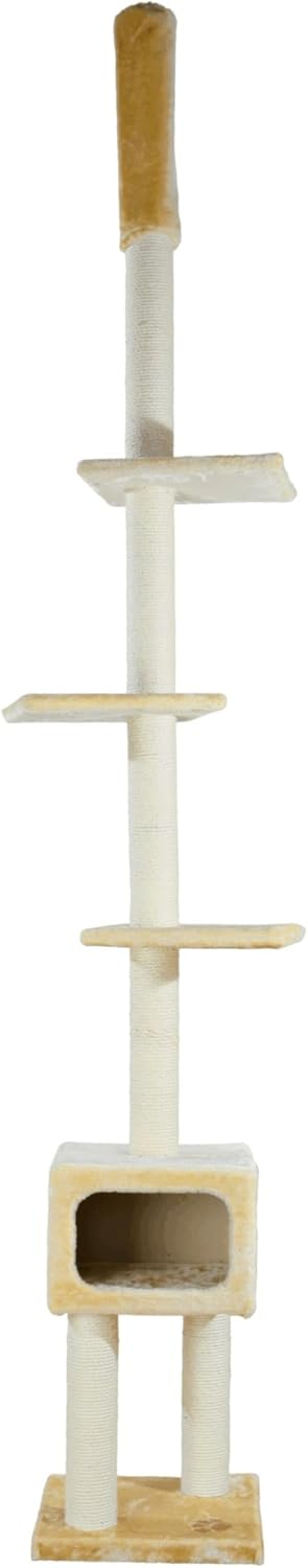 TRIXIE Santander Plush & Sisal Adjustable 96"-108" Cat Tower with Scratching Posts, Condo