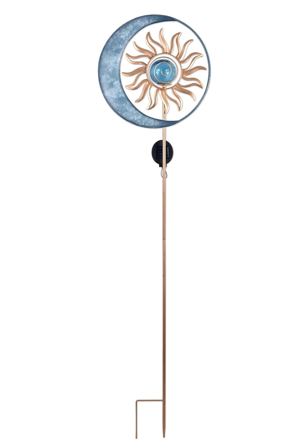 Blue Moon and Gold Sun Solar Garden Stake with Sensor, 53.5-Inch