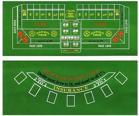 72" Craps & Blackjack Casino Activity Game Felt Layout Cloth