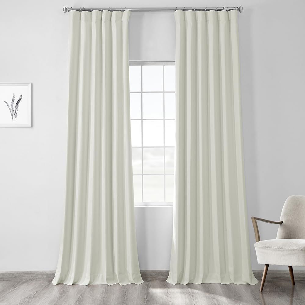 HPD Half Price Drapes Vintage Blackout Curtains for Bedroom - 120 Inches Long Thermal Cross Linen Weave Full Light Blocking 1 Panel Blackout Curtain, (50W x 120L), Starlight Off White