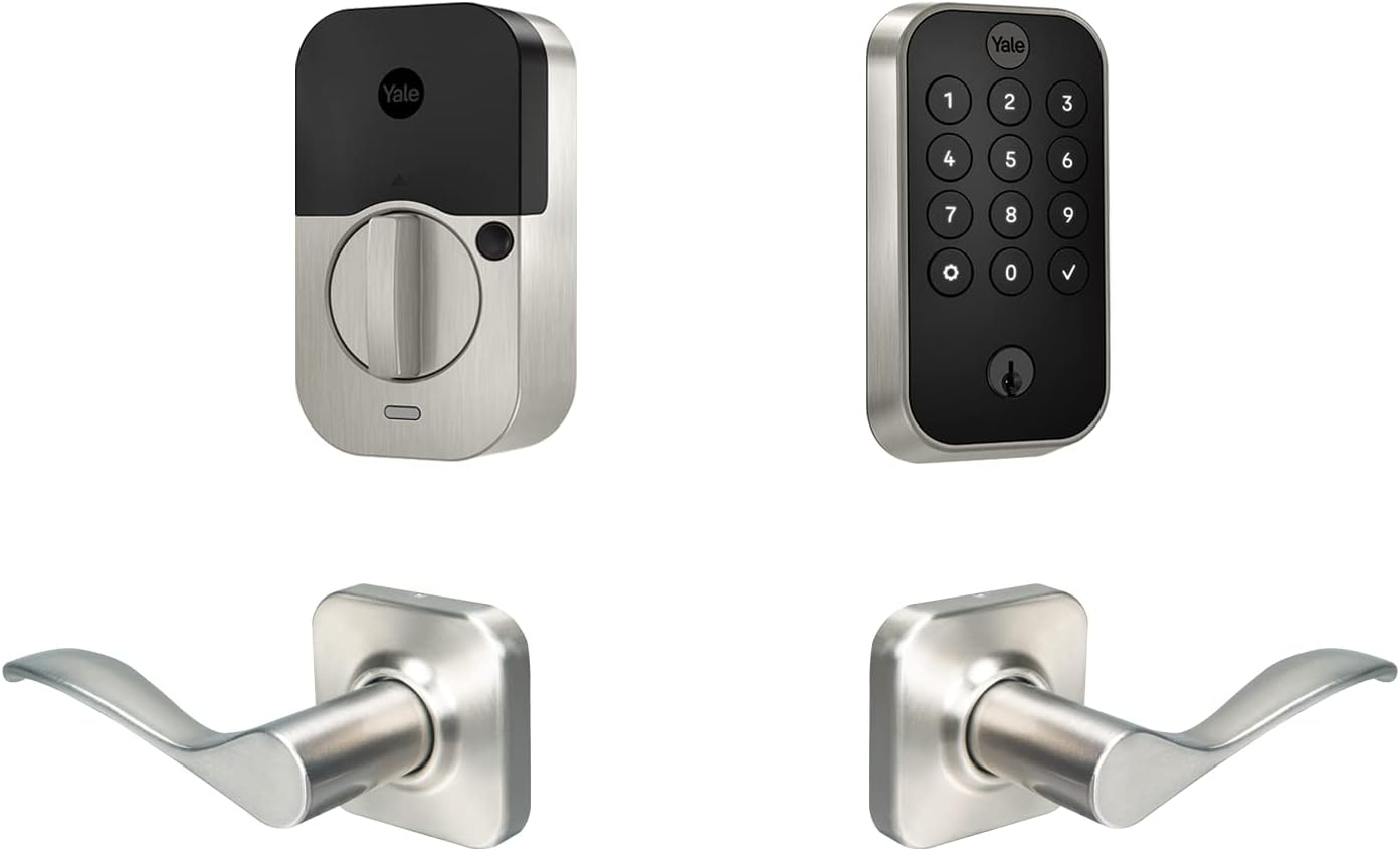 Yale Assure Lock 2 Norwood Bundle Satin Nickel Smart Lock Electronic Deadbolt and Handleset with Wifi Bluetooth and Keypad