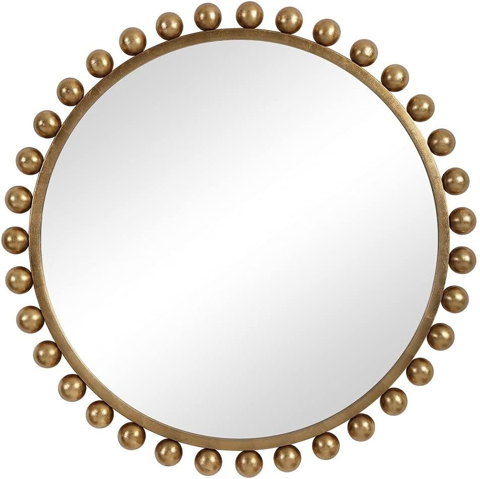 Uttermost 09694 Cyra 44" Round Industrial Modern Wall Mirror - Gold