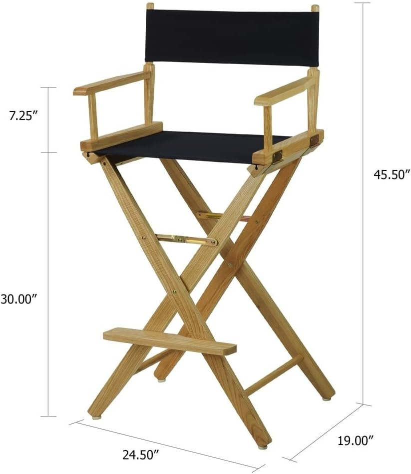 206-32-032-15 30 in. Extra-Wide Premium Directors Chair, Black Frame with Black Color Cover