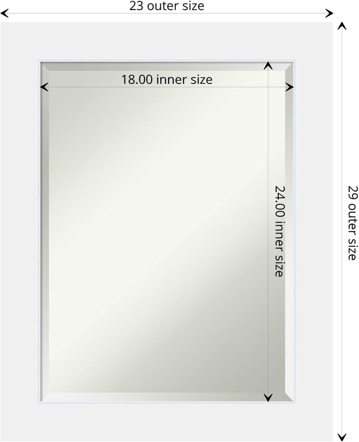 Corvino White Beveled Wood Frame Rectangular Wall Mirror