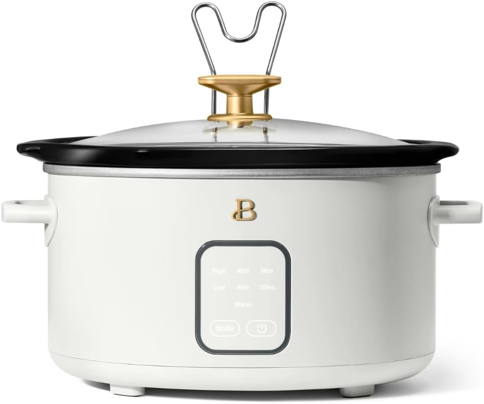 Beautiful 4Qt Slow Cooker with Touch-Activated Display, White Icing by Drew Barrymore