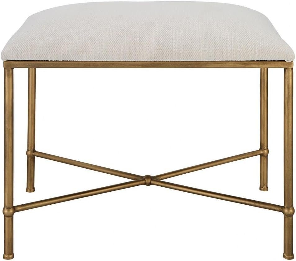 Uttermost Avenham 24" Wide White Fabric Accent Bench