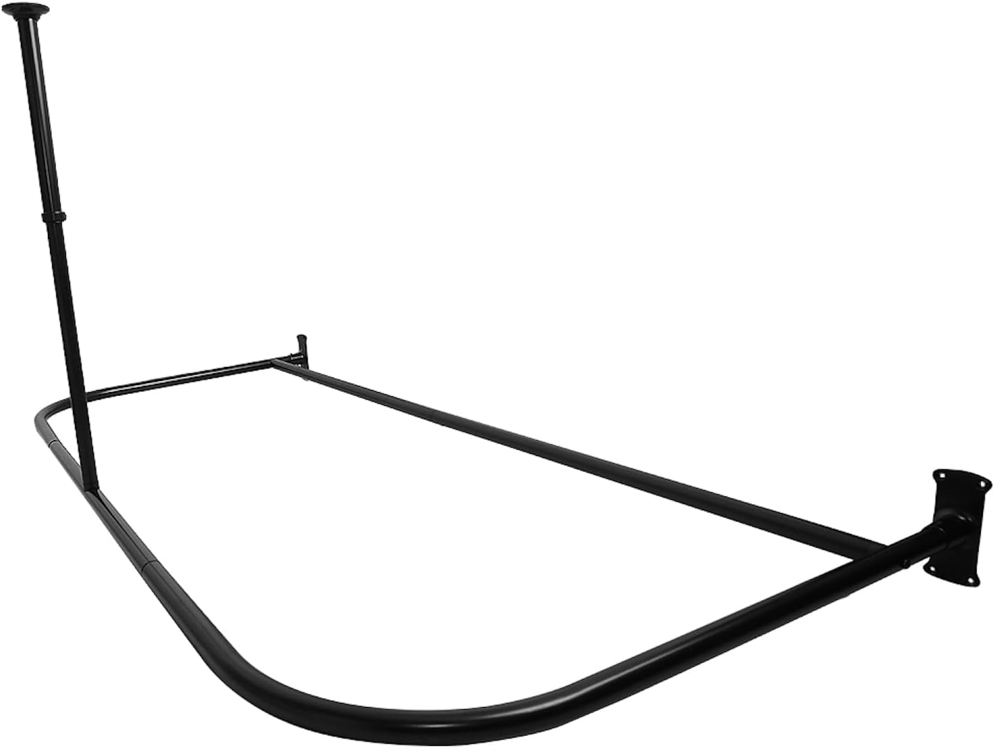 Rustproof 60 in. Large Size by 25 in. Aluminum D-Shape Shower Rod in Black