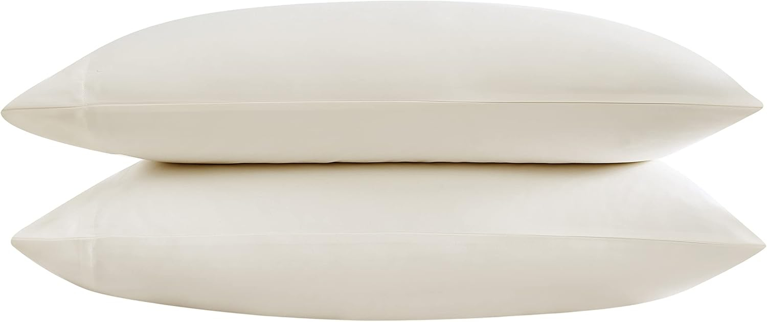Vera Wang - Pillow Case Set, Luxury Sateen Cotton Bedding, 800 Thread Count, Soft & Smooth Bedding Set (Ivory, Standard Pillowcases)