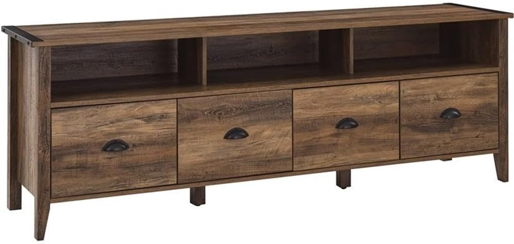 Clair 70" Industrial Farmhouse 4-Drawer TV Stand in Rustic Oak