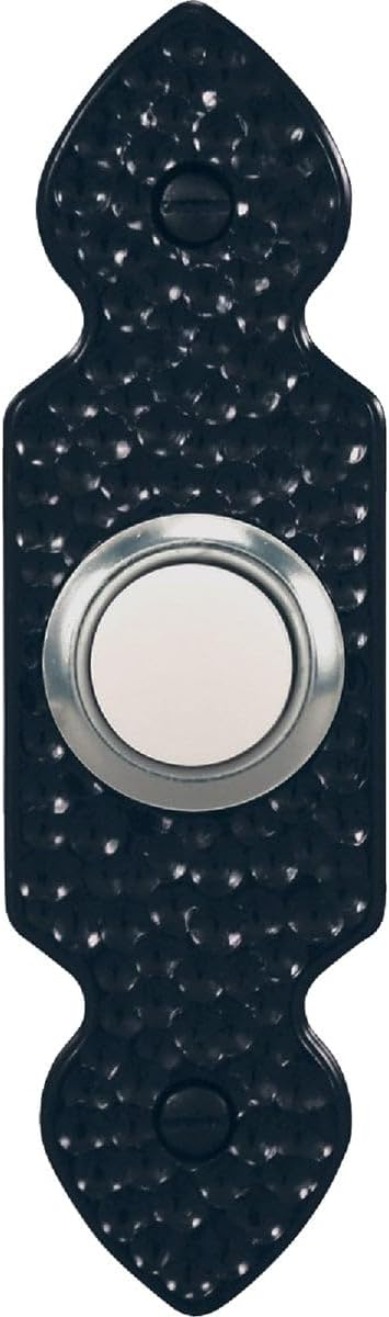 Heath Zenith Hammered Black Plastic Wired Pushbutton Doorbell