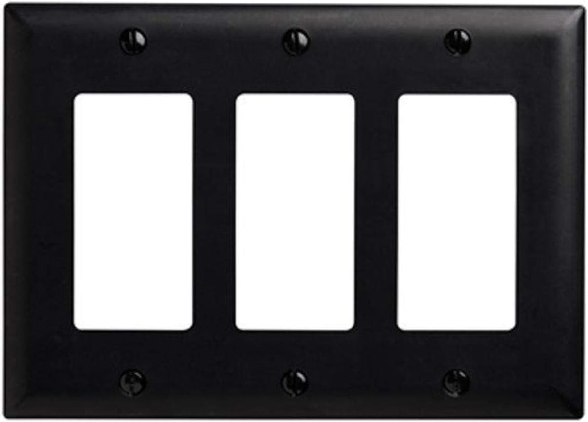 Matte Black Triple Gang Modern Wall Plate Cover