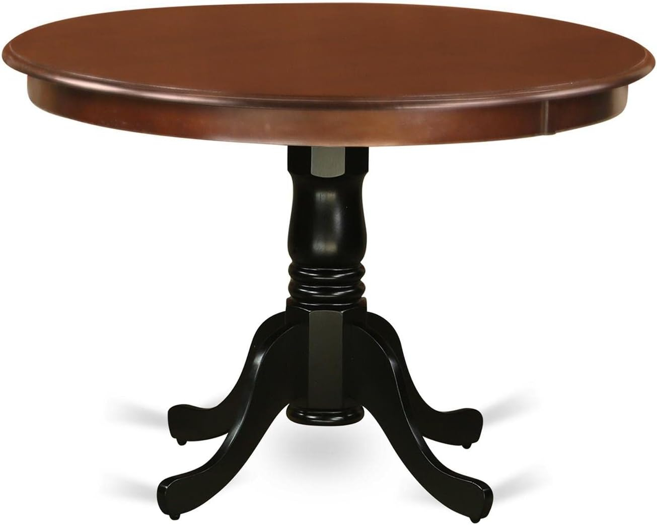 East West Furniture Hartland Round Wood Dining Table in Mahogany/Black