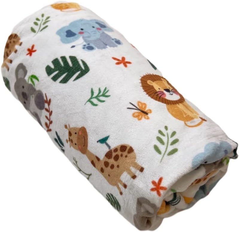 Cute Animal Minky Blanket for Boys & Girls - Soft Double Layer with Dotted Backing, Toddler to Newborn (30 X 40 inches)