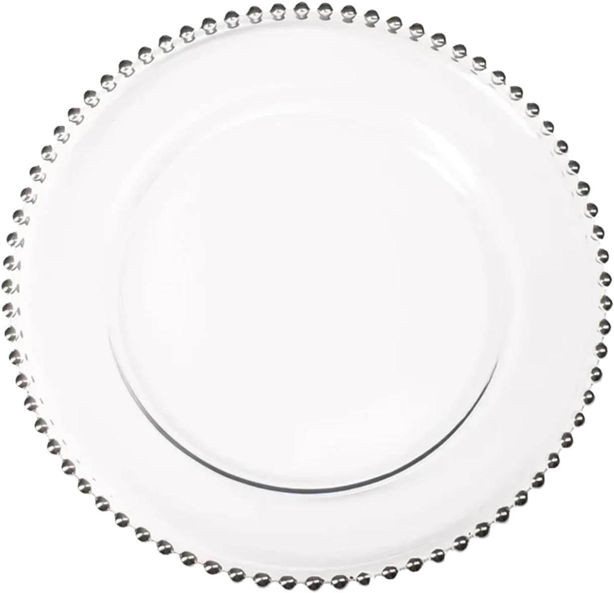 Handcrafted Silver Glass Beaded Charger Plates, 13-inch, Set of 8