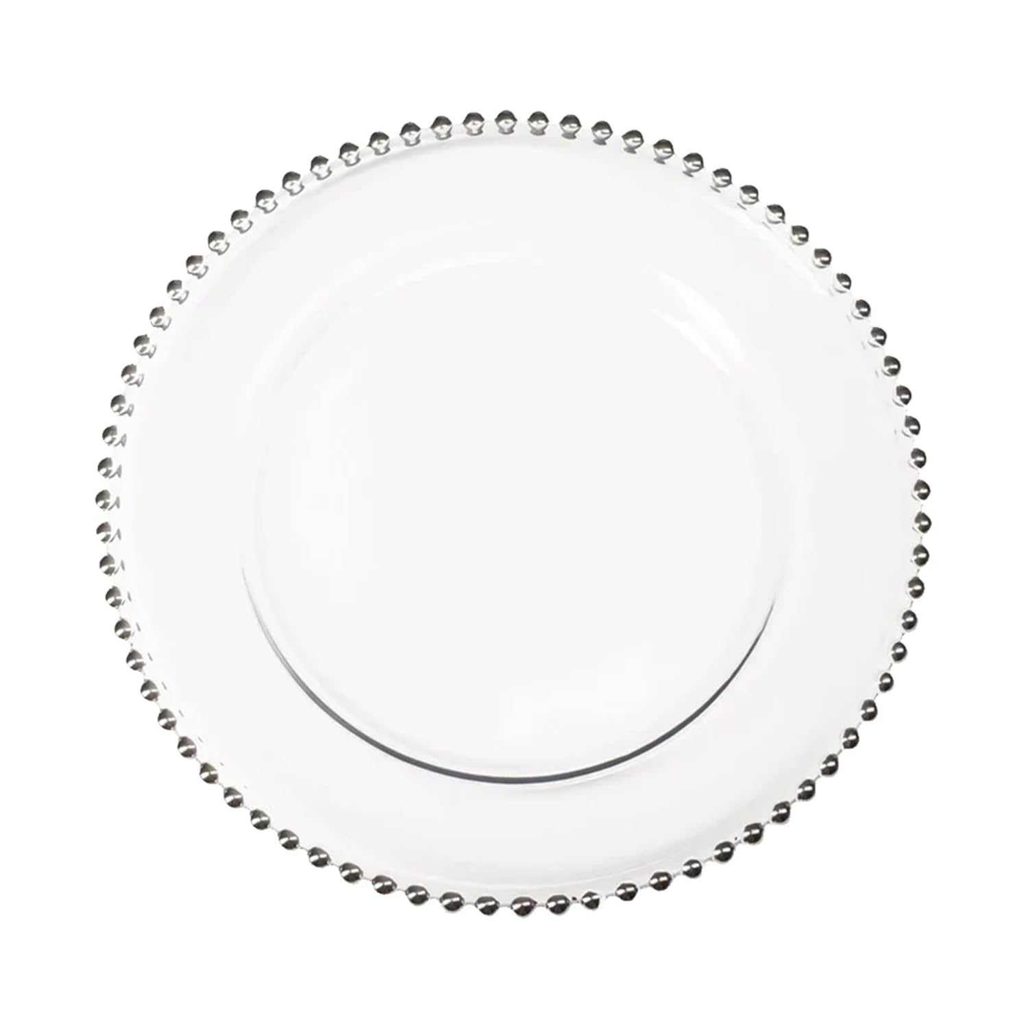 Handcrafted Silver Glass Beaded Charger Plates, 13-inch, Set of 8