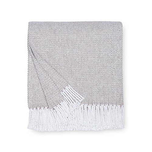 Rustic Gray Cotton Throw with Fringe Detail
