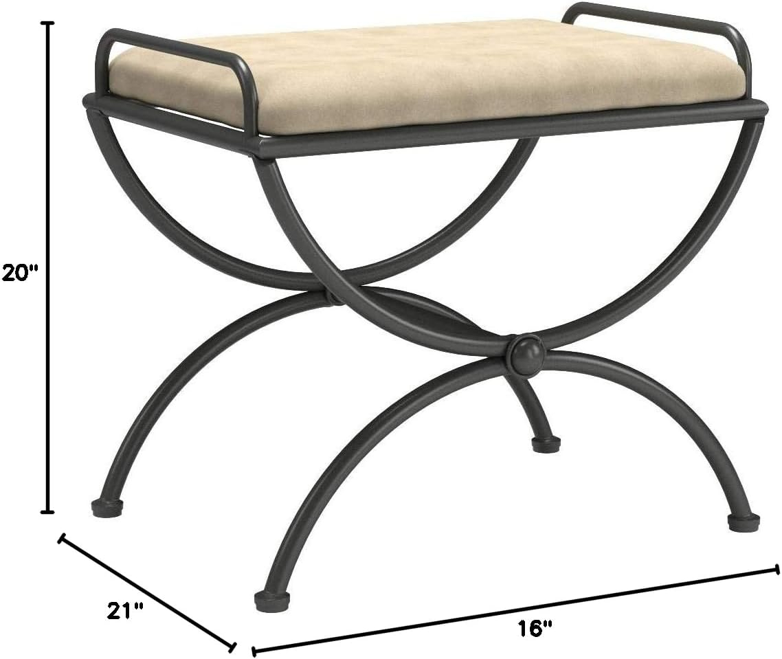 International Caravan Iron Upholstered Vanity Stool