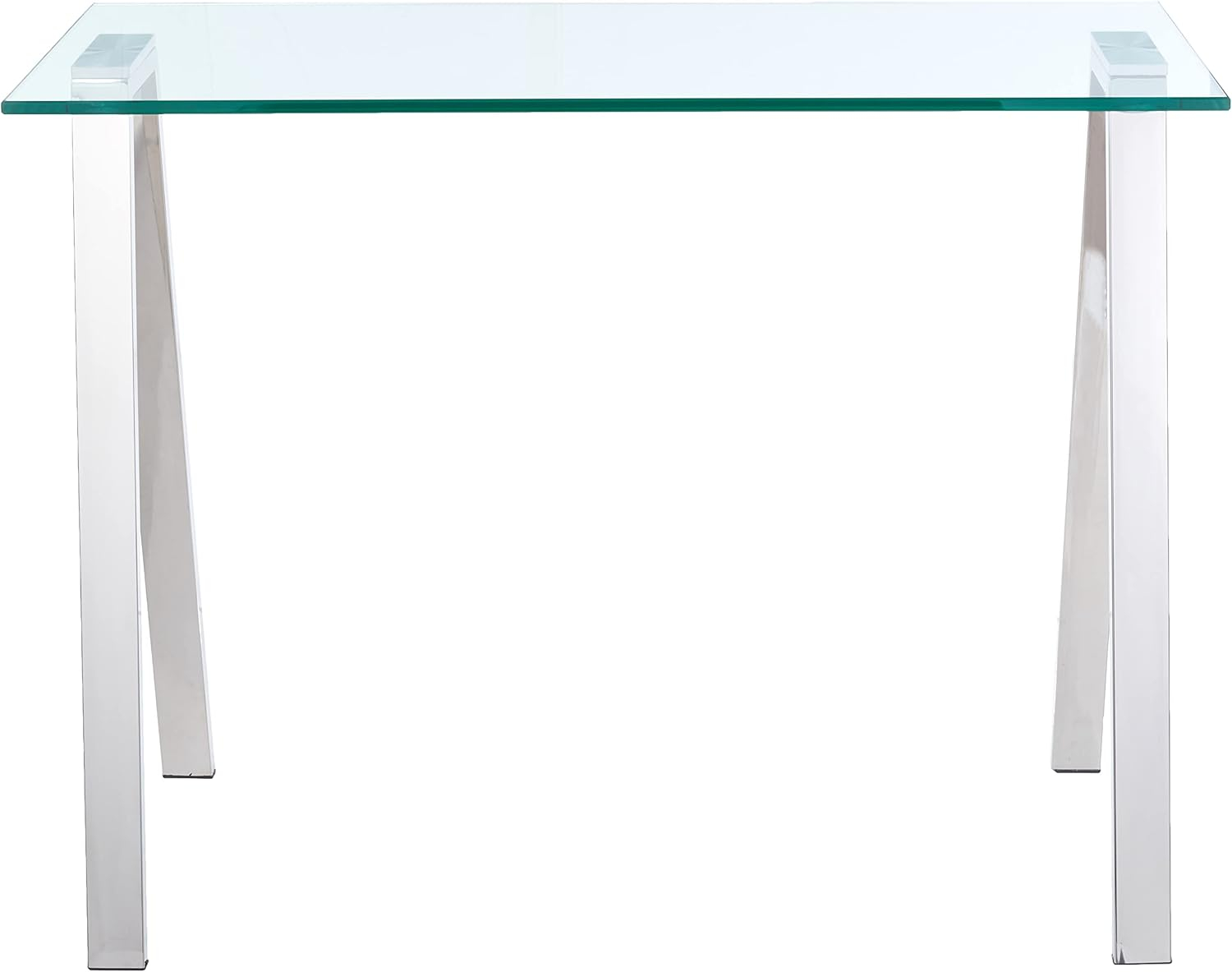 Cortesi Home  Trixie Glass Top Desk / Console Table with Stainless Steel Frame