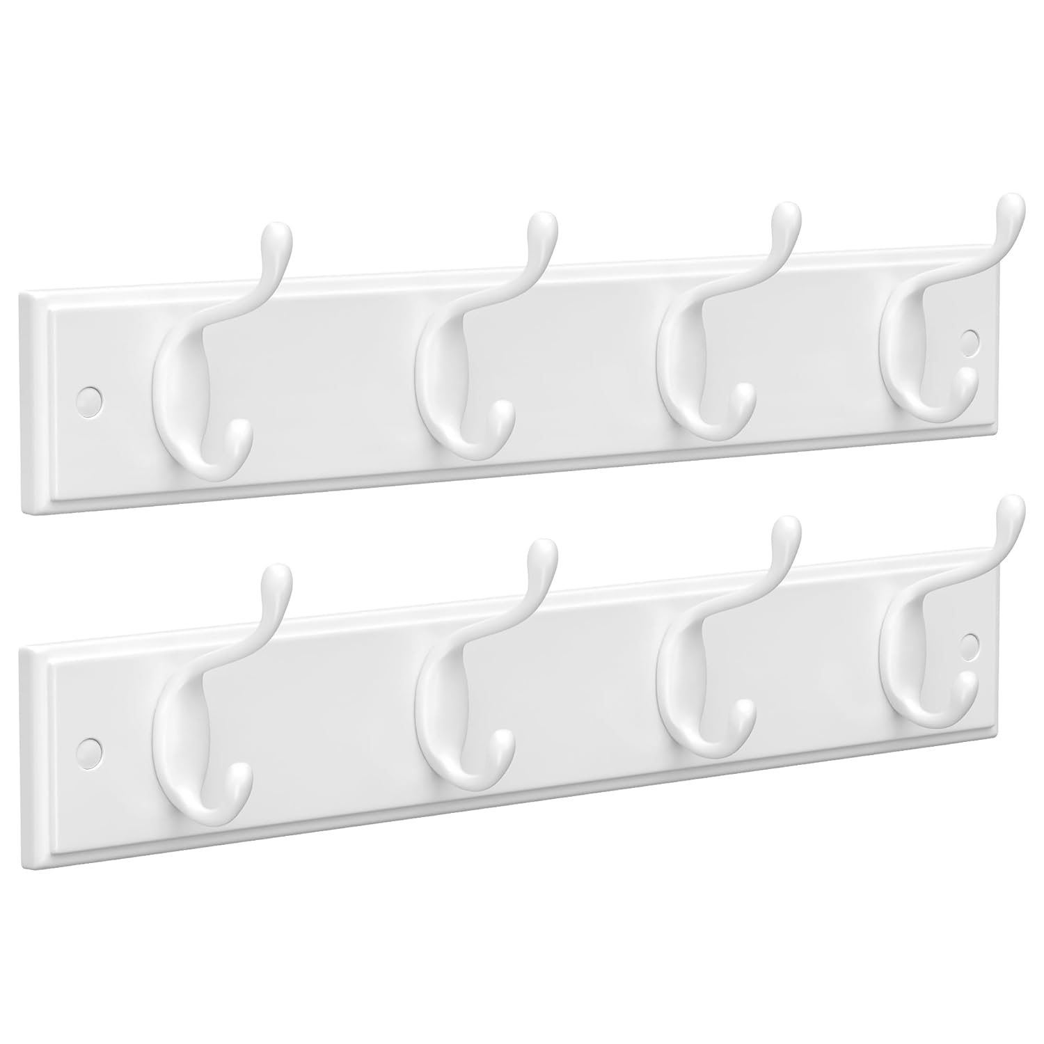 SONGMICS Wooden Wall-Mount Coat Rack with 4 Metal Hooks, White