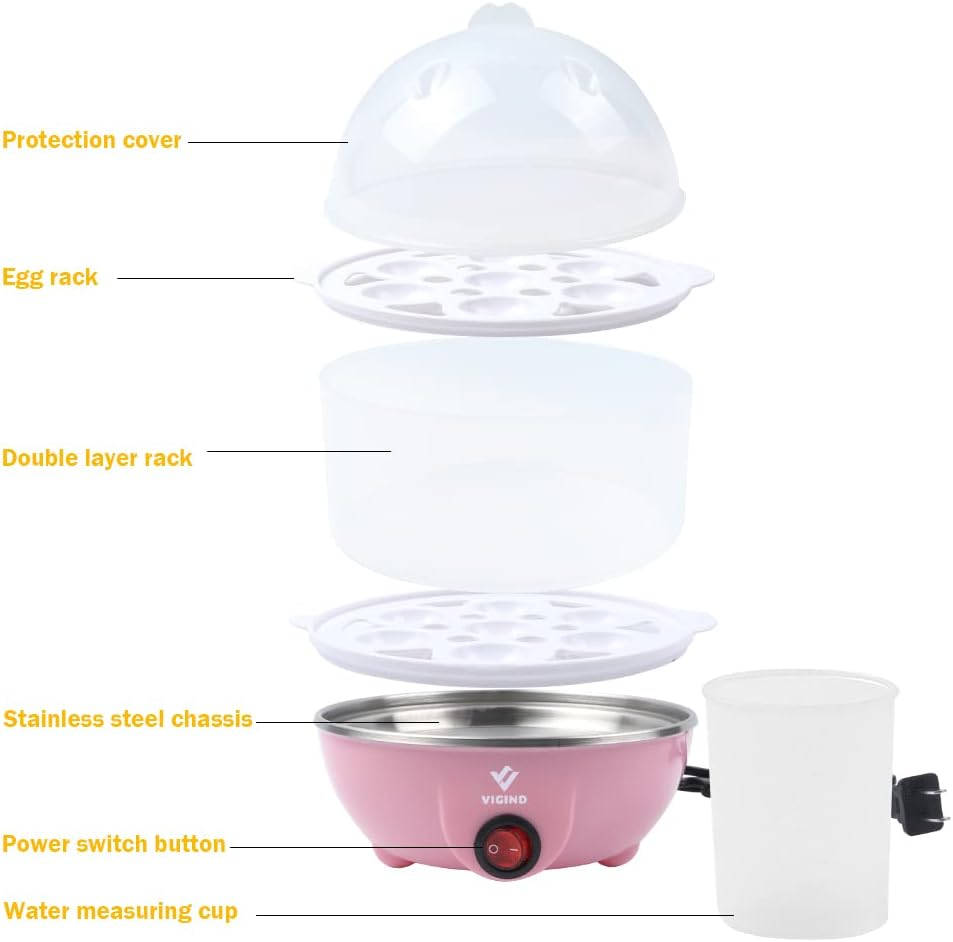 Egg Cooker,350W Rapid Electric Egg Maker,Egg Steamer,Egg Boiler,Egg Cookers With Automatic Shut Off,14 Egg Capacity Double-Layer Lazy Egg Boiler,Multifunction Heated Milk,Heated Food