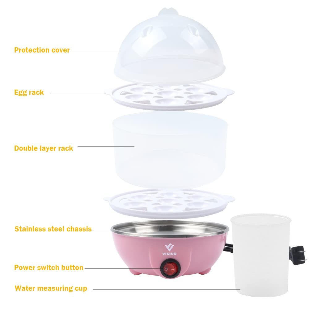 Egg Cooker,350W Rapid Electric Egg Maker,Egg Steamer,Egg Boiler,Egg Cookers With Automatic Shut Off,14 Egg Capacity Double-Layer Lazy Egg Boiler,Multifunction Heated Milk,Heated Food