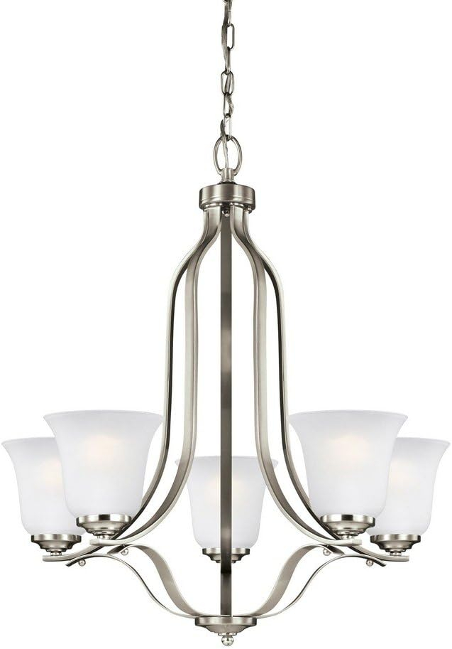 Generation Lighting 3139005EN3-962 Emmons Five - Light Chandelier Hanging Modern Fixture, Brushed Nickel