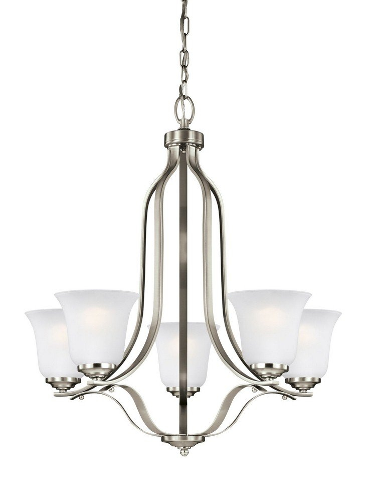 Generation Lighting 3139005EN3-962 Emmons Five - Light Chandelier Hanging Modern Fixture, Brushed Nickel
