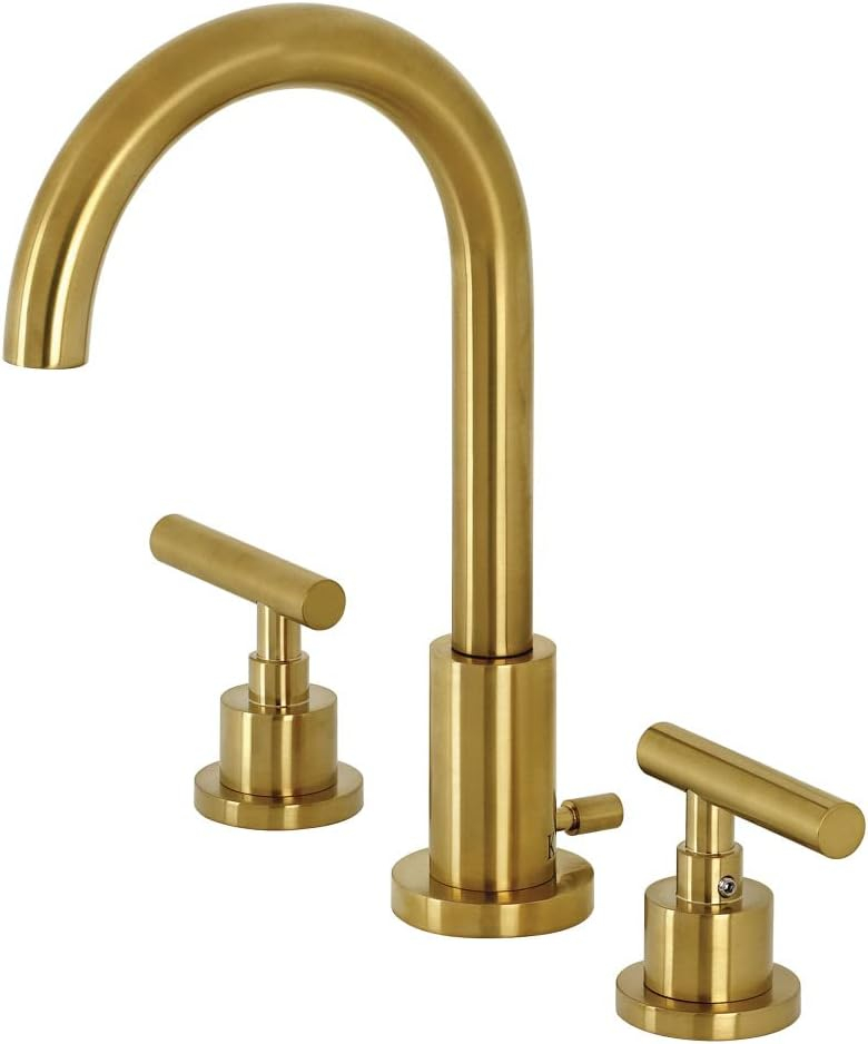 Kingston Brass FSC8923CML Manhattan Widespread Bathroom Faucet with Brass Pop-Up, Brushed Brass