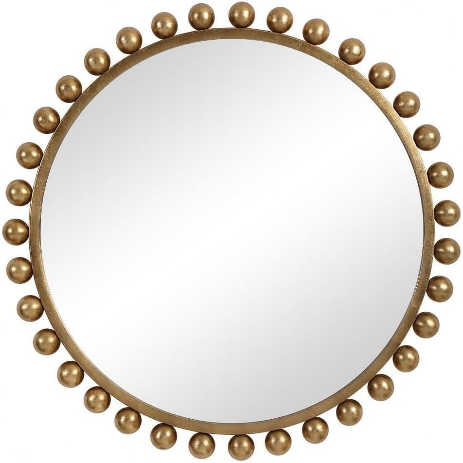 Uttermost 09694 Cyra 44" Round Industrial Modern Wall Mirror - Gold