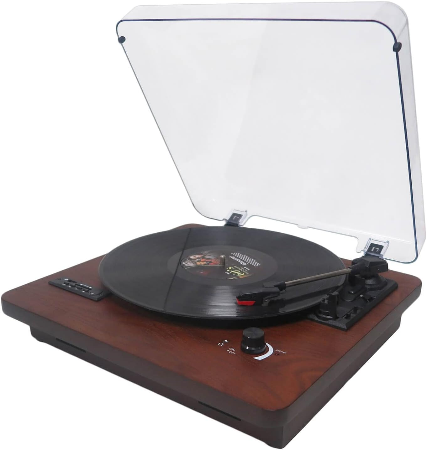Bluetooth Record Player, 3 Speed Turntable with Built-in Speakers, Bluetooth Input & Output, FM Radio, USB/SD/MMC Support, RCA Output, AUX in, Earphone Jack