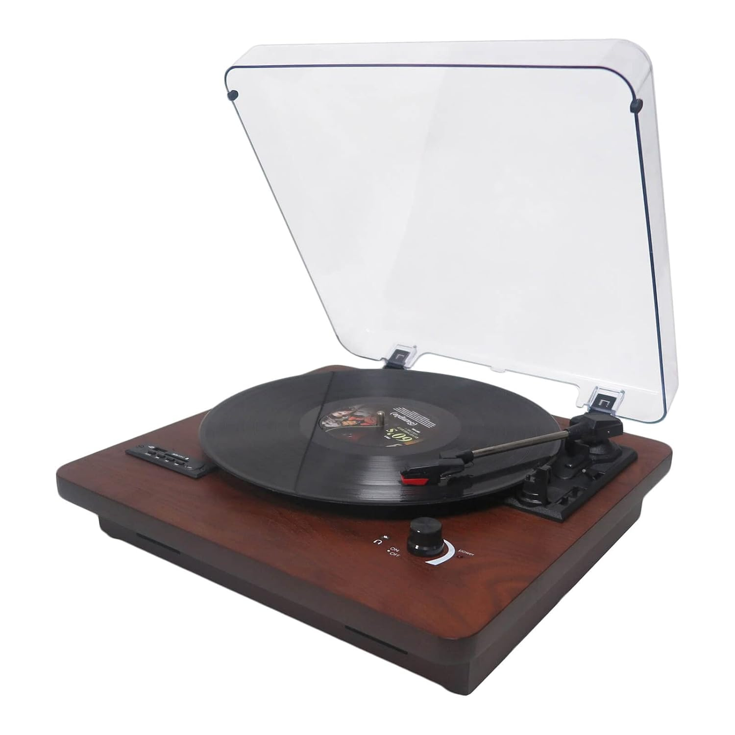 Bluetooth Record Player, 3 Speed Turntable with Built-in Speakers, Bluetooth Input & Output, FM Radio, USB/SD/MMC Support, RCA Output, AUX in, Earphone Jack