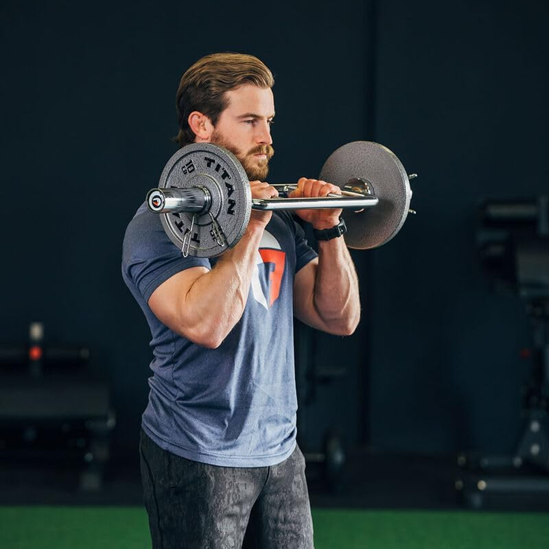 Titan Fitness 34" Olympic Triceps Bar, 200 LB Capacity, Chrome Finish, Weight Bar