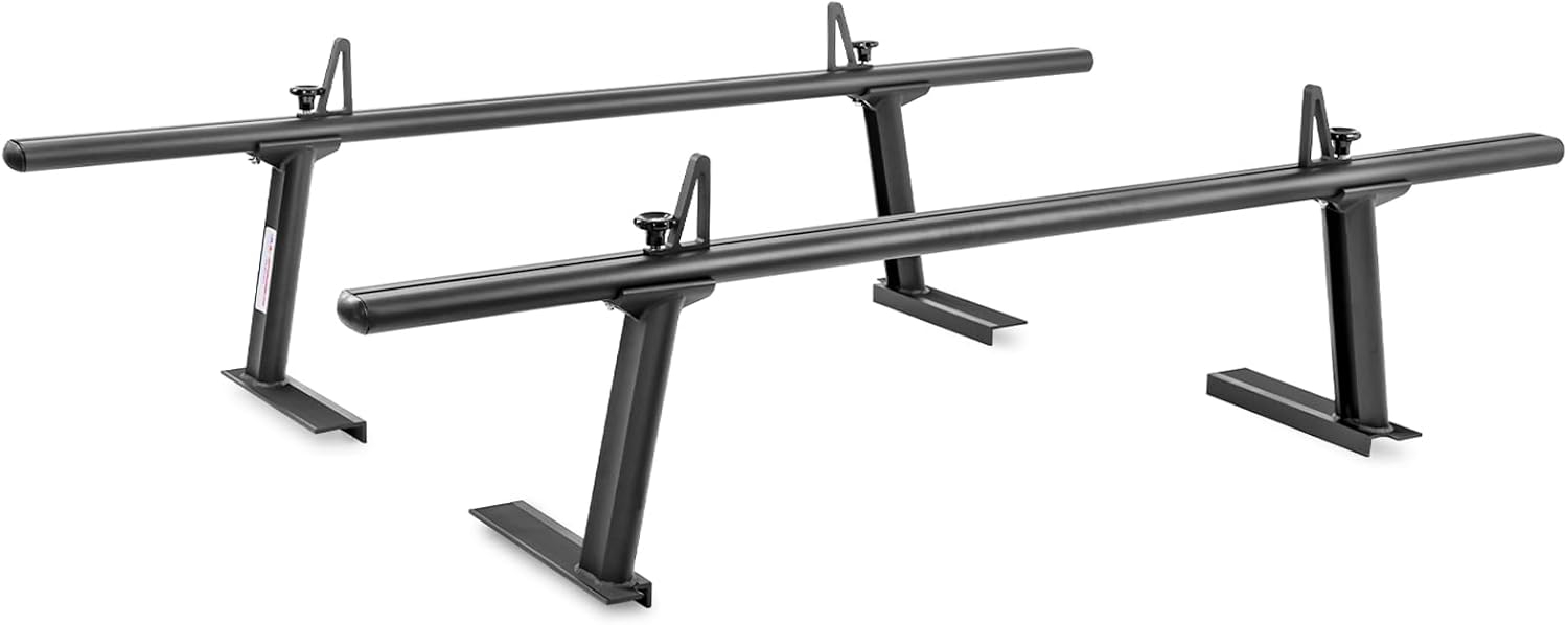 AA-Racks Model APX2501 79" Full-Size Pickup Truck Ladder Racks Low-Profile Height-Adjustable Utility Aluminum Truck Bed Rack with Load Stops-Black