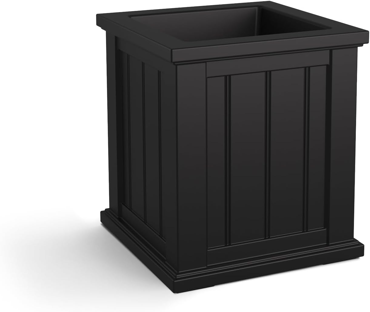 Mayne Cape Cod 16" x 16" x 18" Square Black Self-Watering Polyethylene Planter