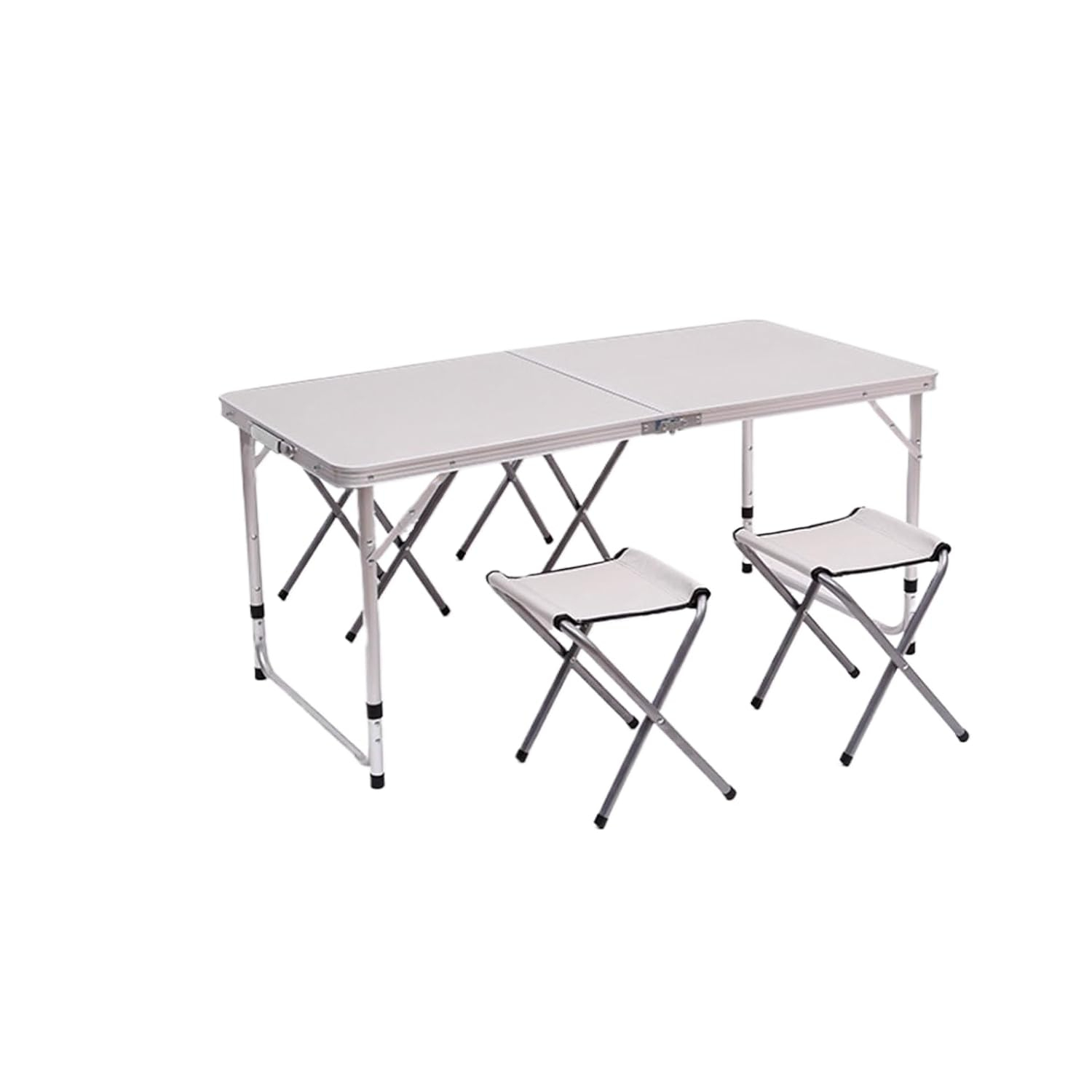 Fancial Folding Picnic Table with 4 Stools, Aluminum Table and Chair Set, Seats Up to 4 People, Portable and Lightweight, Height Adjustable, Suitable for Outdoor Camping Catering BBQ Party