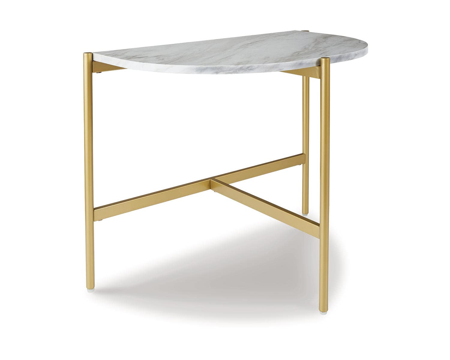Contemporary Goldtone Chairside Table with Faux Marble Top