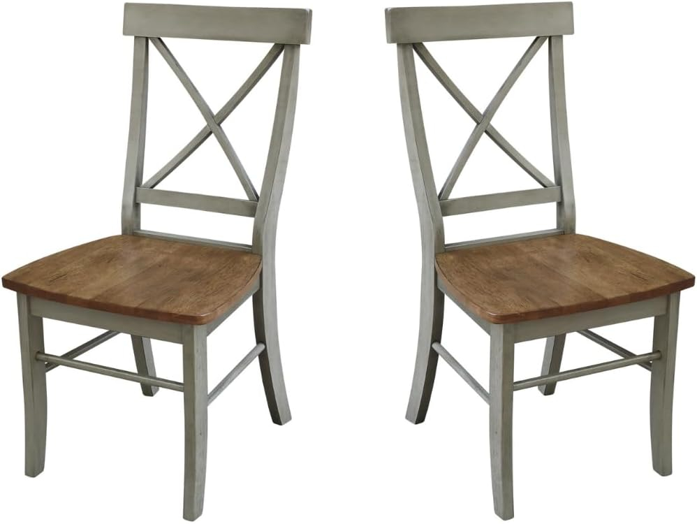 Elegant White Parawood High Cross Back Chair, Set of 2