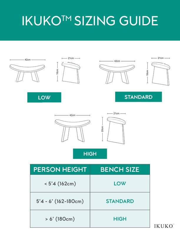 Meditation Bench IKUKO Original, Portable Version with Bag, Locally Handmade Wooden Kneeling Ergonomic Seiza Seat, Prana Yoga - 2 Colors, 3 Height Sizes