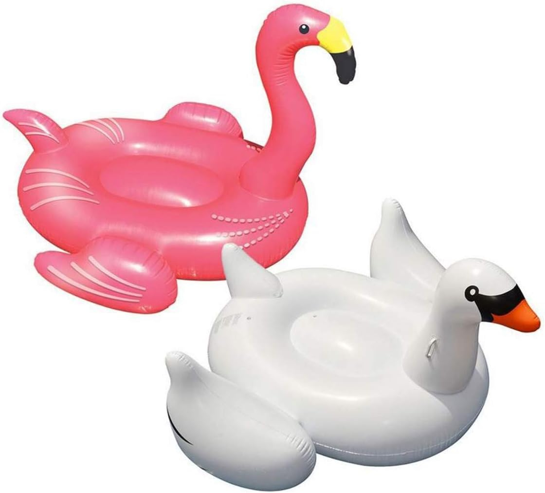 Swimline Swimming Pool Giant Rideable Inflatable Swan + Flamingo | 90621 + 90627