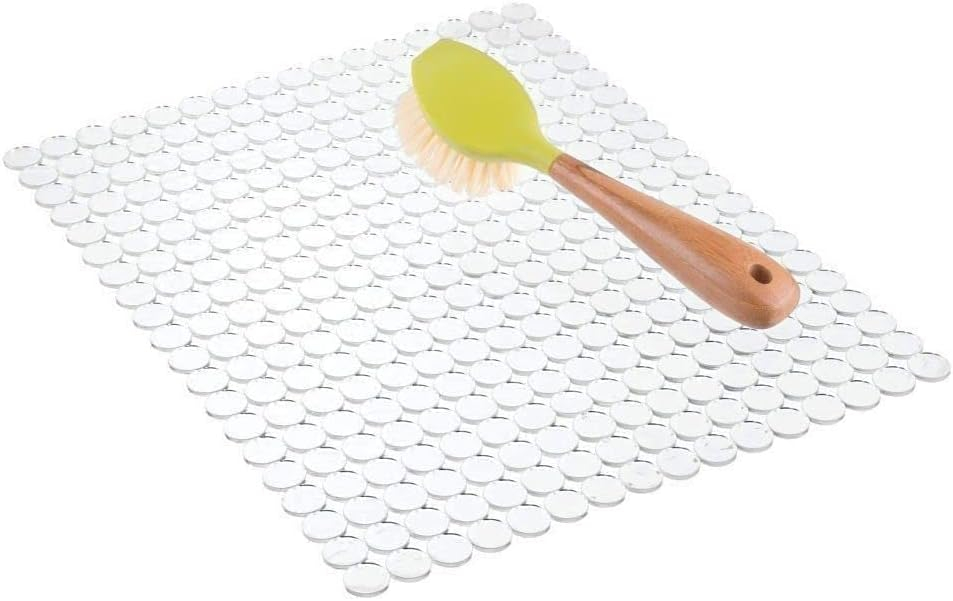 iDesign Orbz PVC Plastic Sink Grid, Non-Skid Dish Protector for Kitchen, Bathroom, Basement, Garage, 12" x 15.5" - Clear