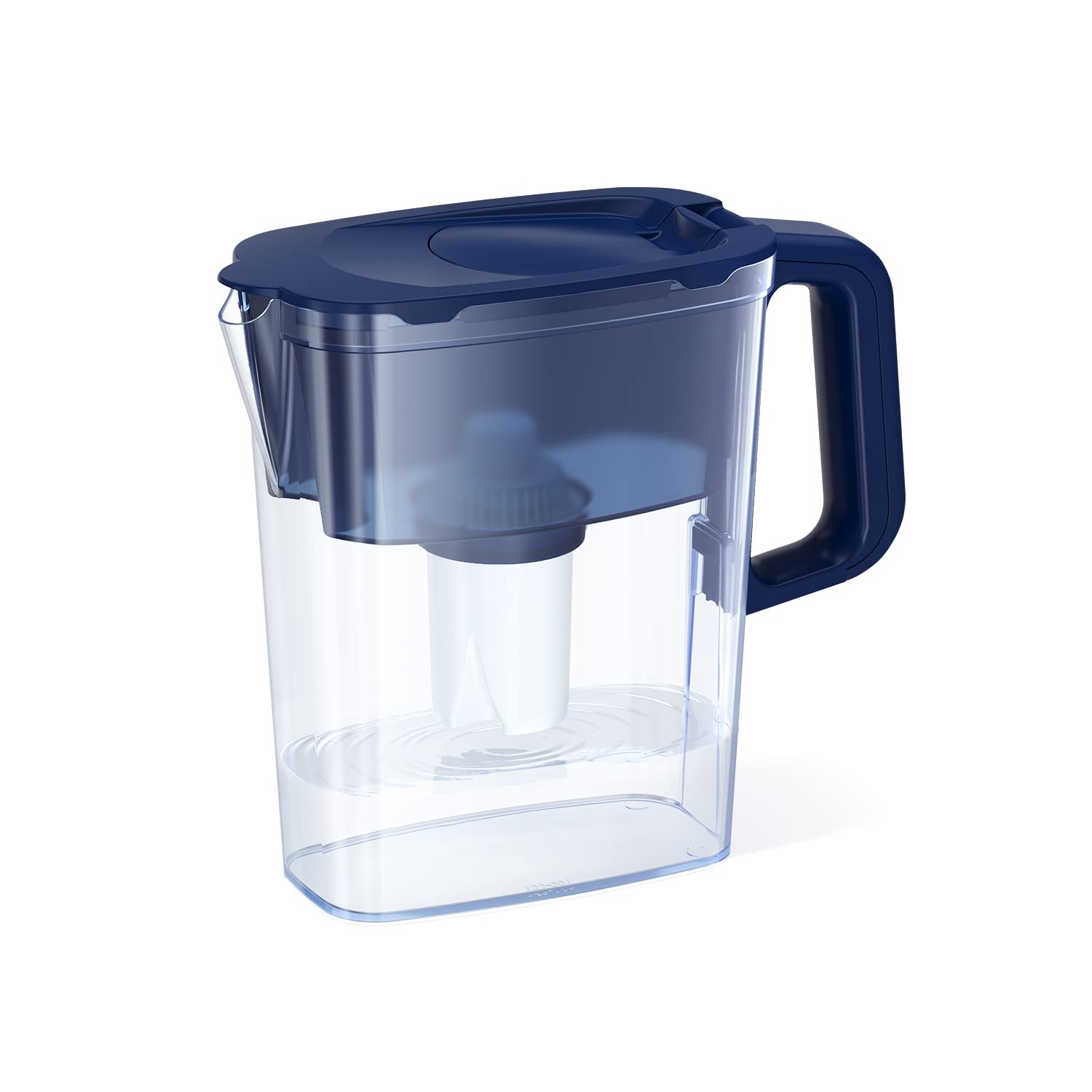 AQUAPHOR Compact 5-Cup Water Filter Pitcher – Dark Blue with 1 x B15 Filter - Fits in the Fridge Door - Reduces Limescale and Chlorine - Ideal for Five Cups