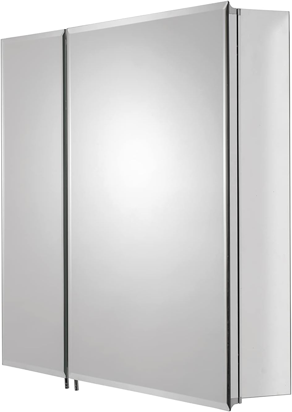 Croydex Halton Double Door Aluminium Bathroom Medicine Cabinet in Chrome (30x26in)