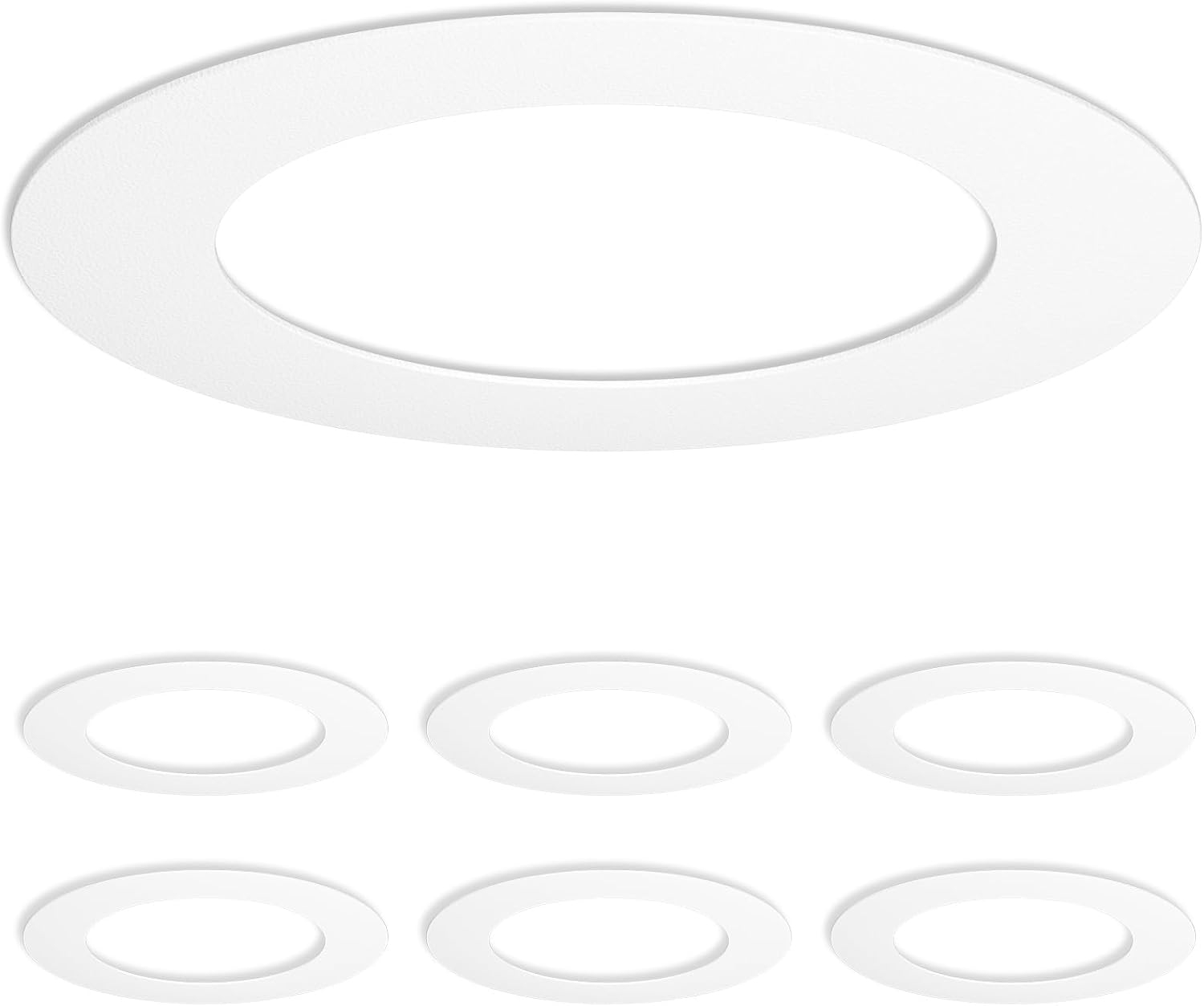 6 Pack Gloss White Goof Trim Ring for 6" Inch Recessed Lighting Trim Can Light Trim for Down Light, Outer Diameter 8 Inches